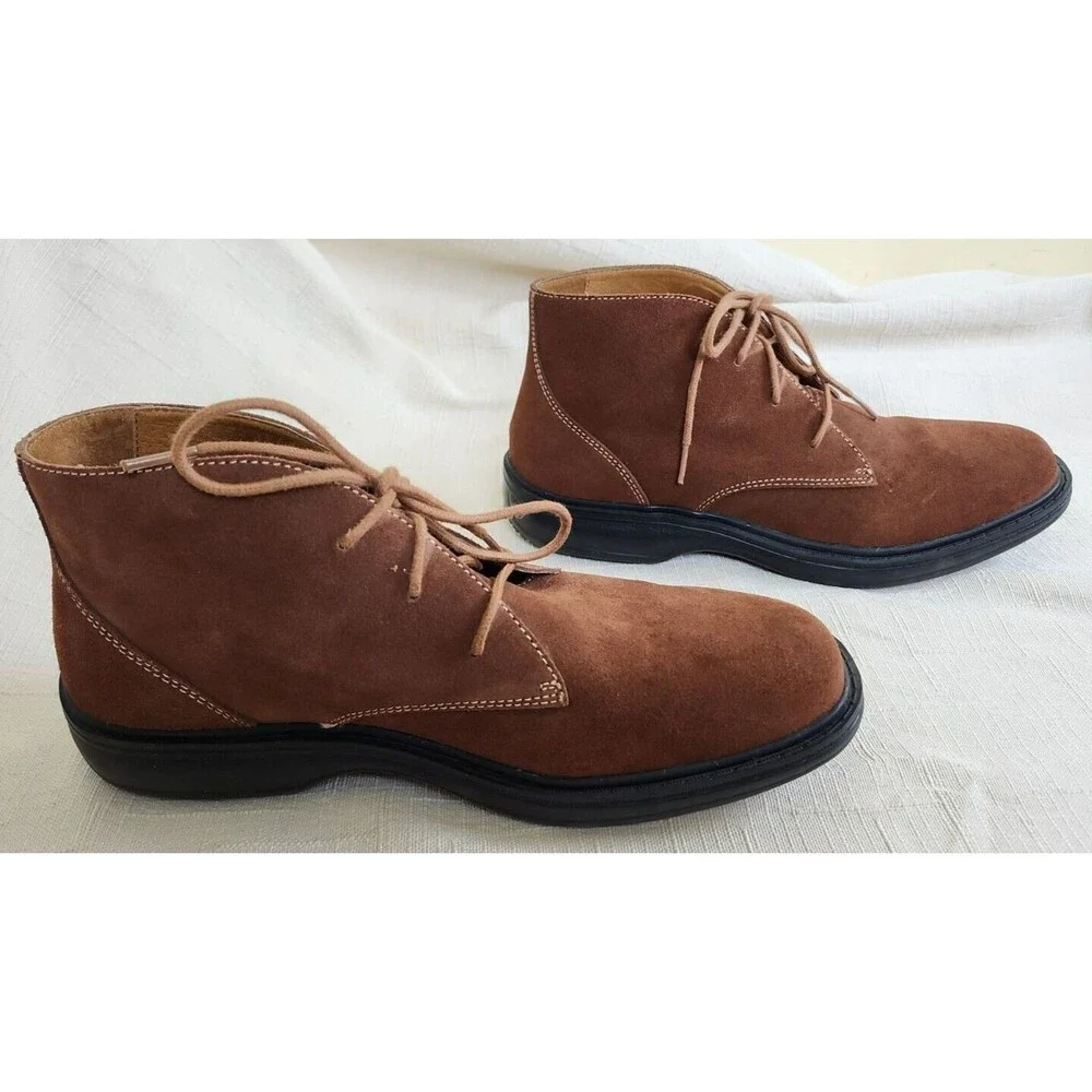 Dr. Comfort Men's Brown Leather Ankle Lace Up Casual/Dress Shoes, Size 8 1/2